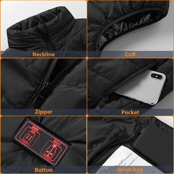 Heated Vest 9 Heating Zones With 10000mAh Battery Pack Electric Heating … - Picture 11 of 14